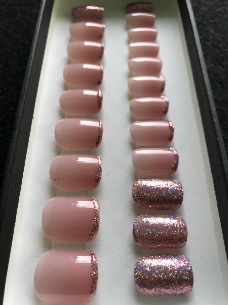 Glitter Pink - Glansfuld Firkantet